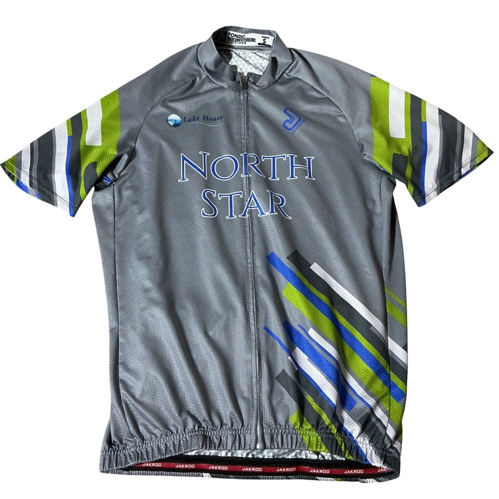 Jakroo Fondo Cycling Jersey Mens Small North Star Huskies Grey Blue‎ Full Zip S
